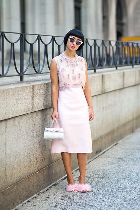 look, monocromático, rosa, atuendo, estilo, moda